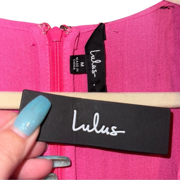 NWT LULU’S Perfect Day for Love Pink Cutout Tie-Front Mini Dress Size Medium - Picture 12 of 14